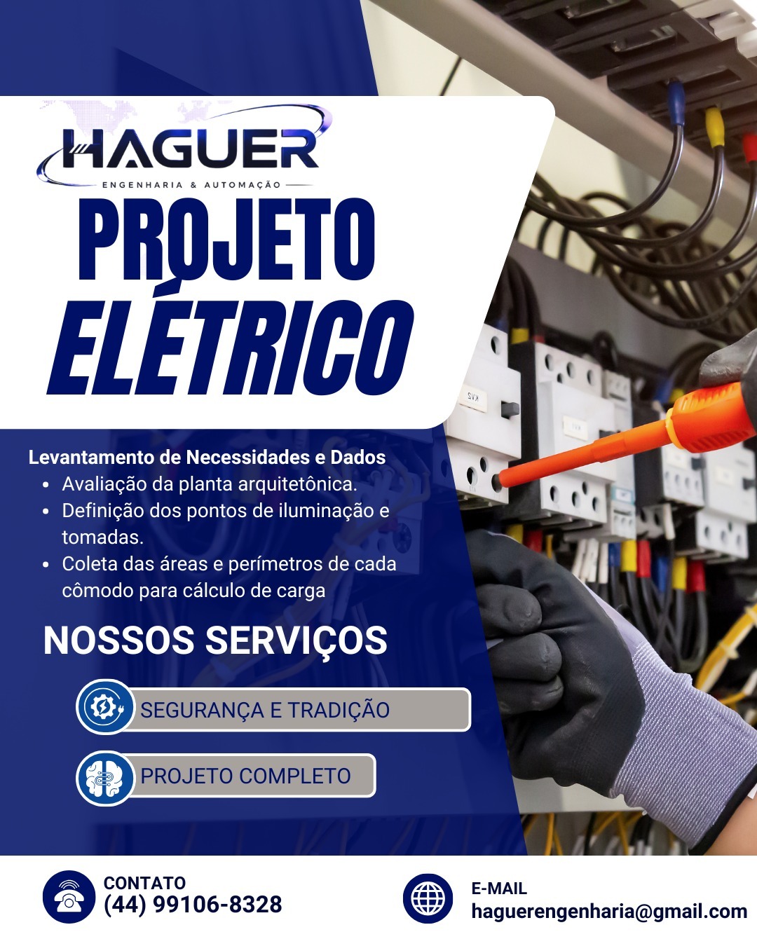 Projeto elétrico HAGUER com quadro de comando